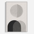 Obraz w ramie 50x70 - Przenikająca Rzeczywistość - abstrakcyjna kompozycja, okręgi i półokręgi - rama biała