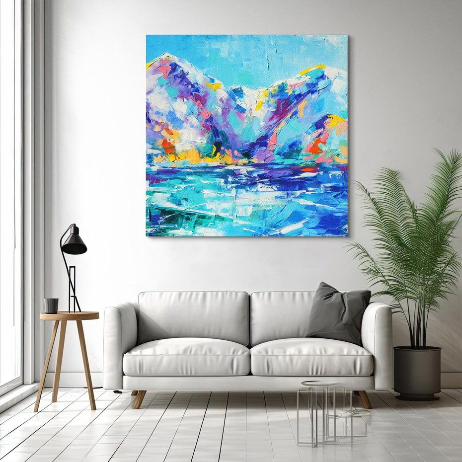 Obraz na płótnie 70x70 - Mistyka Górskich Marzeń - abstrakcja, pejzaż gór