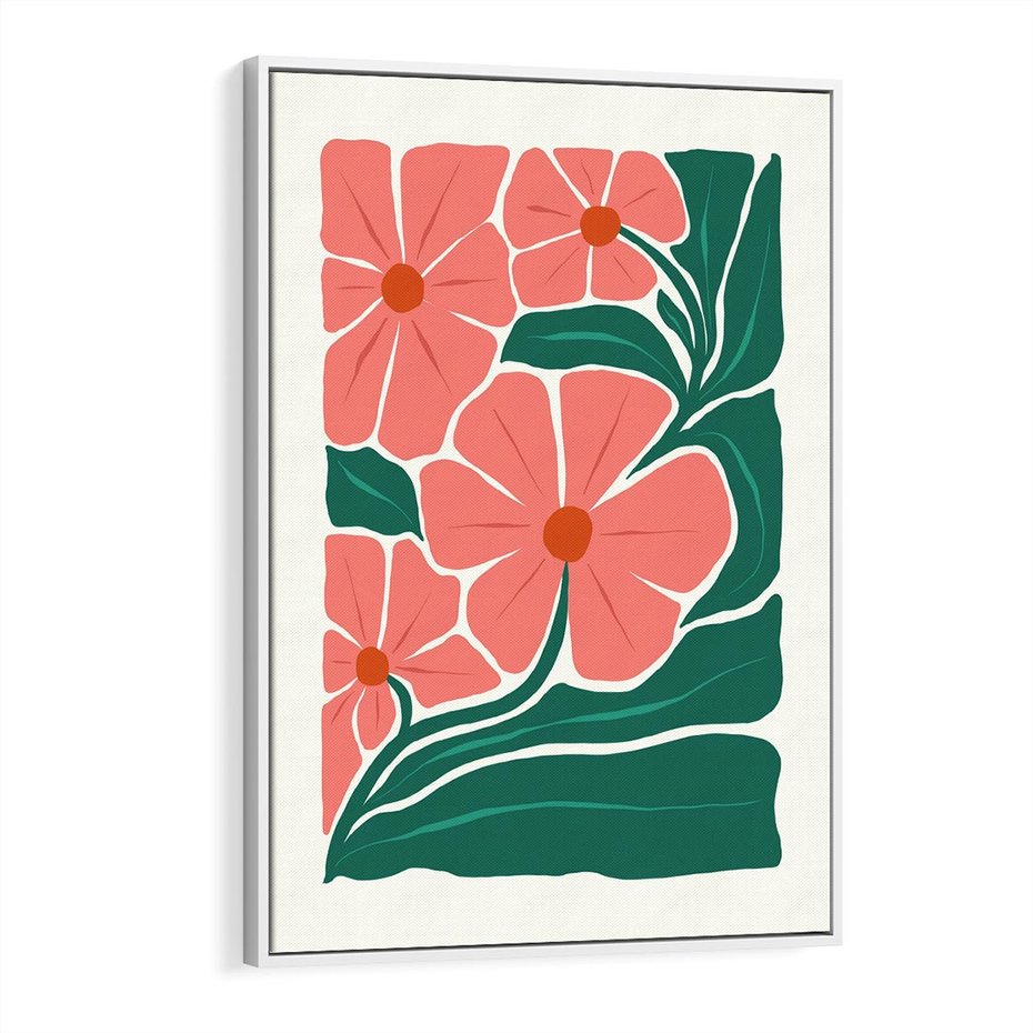 Obraz w ramie 50x70 - Energiczne Opowieści - kwiaty, sztuka nowoczesna - rama biała