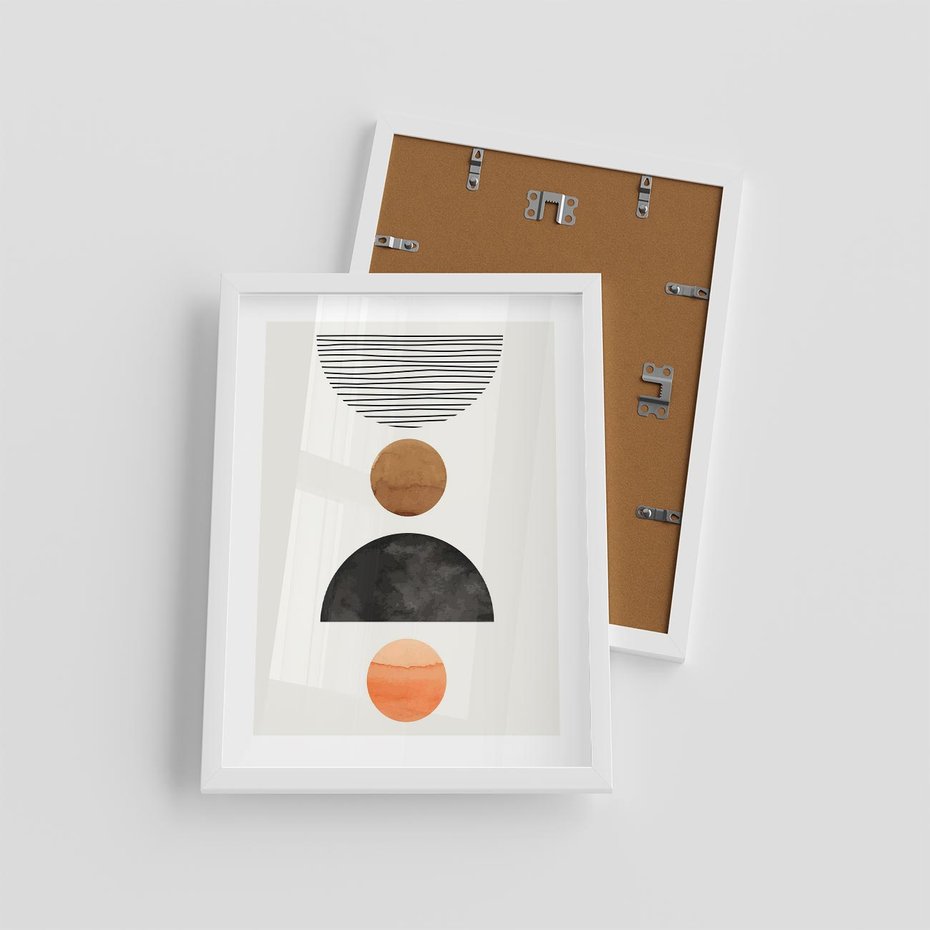 Plakat w ramie 30x40 - Geometryczna Przygoda - nowoczesna grafika, geometria - rama biała