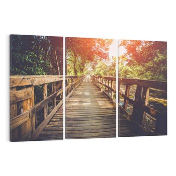 Obraz na płótnie 120x80 - Optyczne wrażenie na drewnianym moście - most, drewniany