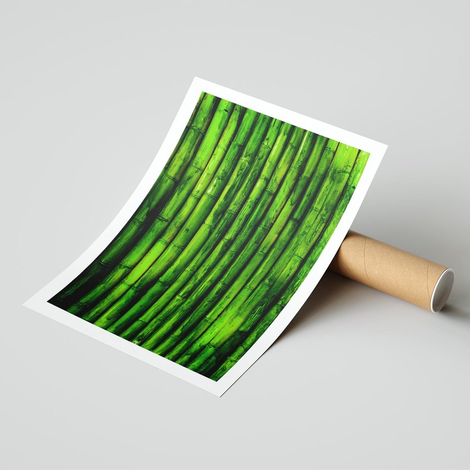 Plakat bez ramy 50x70 - Bambusowy urok zielonej harmonii - bambus, zieleń