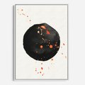Obraz w ramie 70x100 - Wnętrza Marzeń - abstrakcyjna czarna plama, rozsiane pomarańczowe kropki - rama biała