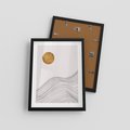 Plakat w ramie 30x40 - Minimalistyczne Słońce: Blask i Złoto - grafika, minimalizm - rama czarna