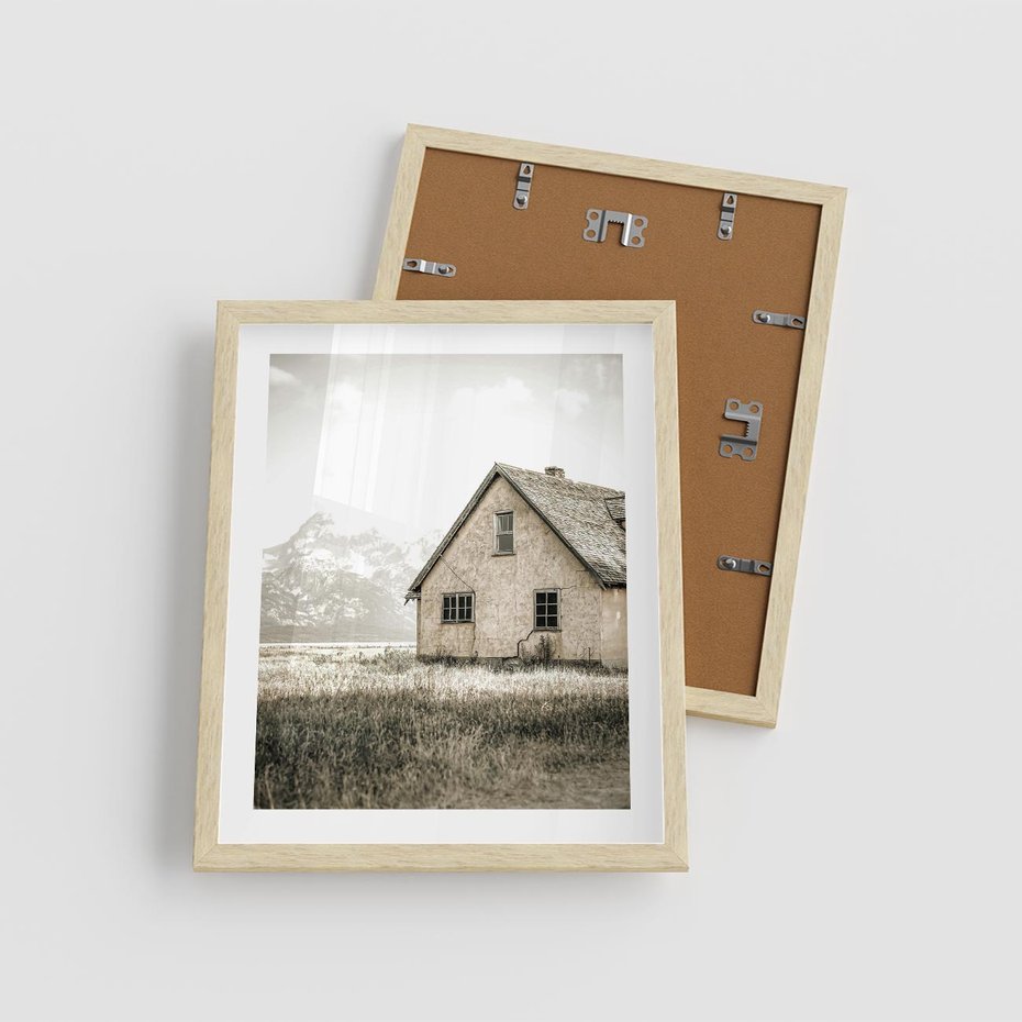 Plakat w ramie 40x50 - Ciepła Atmosfera - dom, stary dom w górach - rama drewno