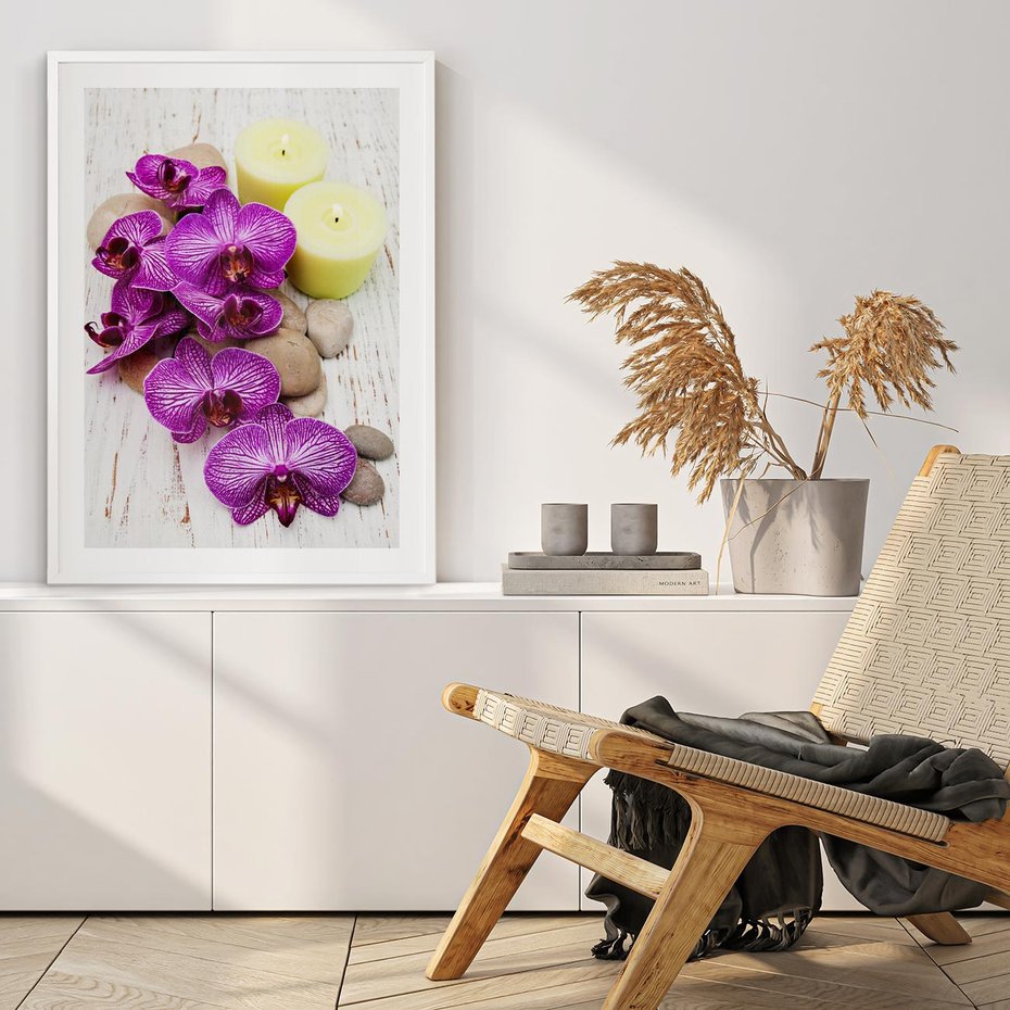 Plakat bez ramy 40x50 - Relaksujące spa w otoczeniu orchidei - spa, świece
