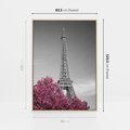 Obraz w ramie 80x120 - Różowy Paryż - czarno białe zdjęcie, wieża eiffla - rama drewno