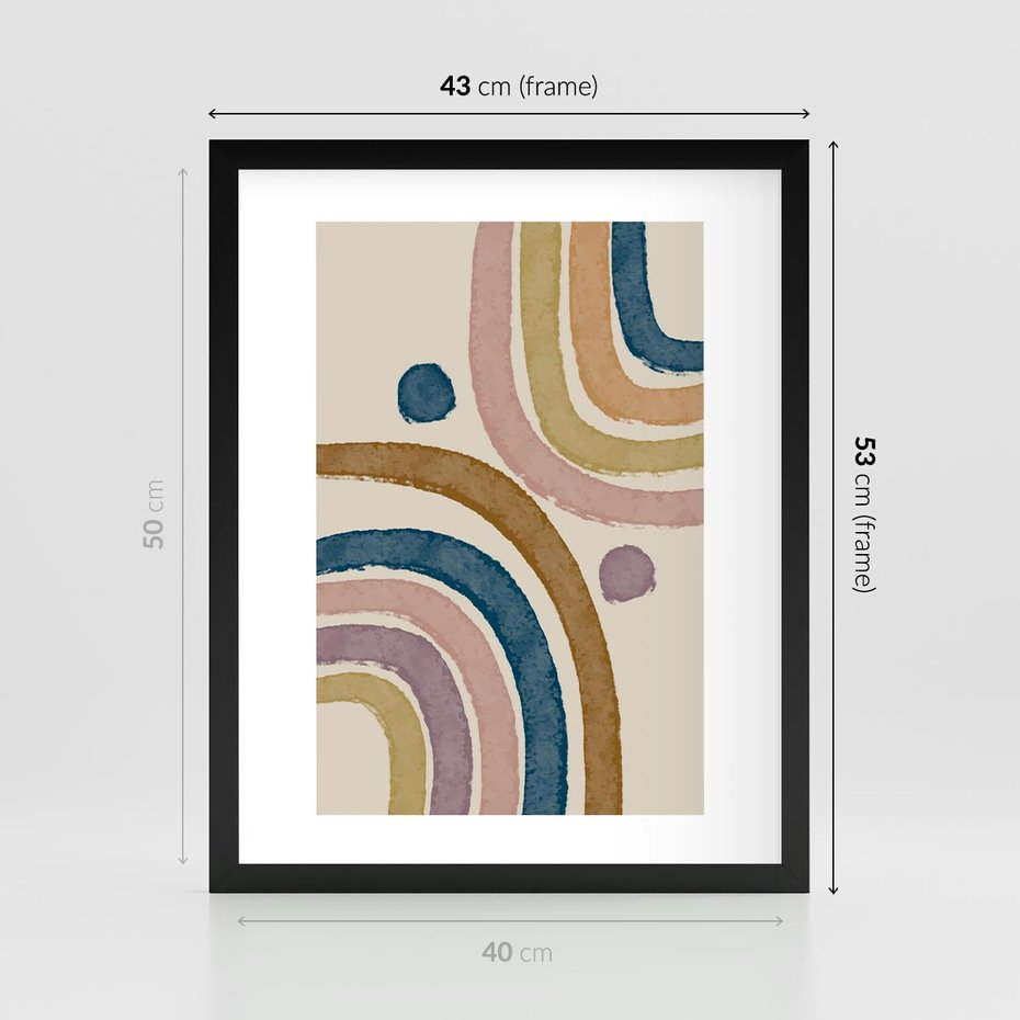 Plakat w ramie 40x50 - Kształtujące Inspiracje - abstrakcyjne tęcze, kompozycja - rama czarna