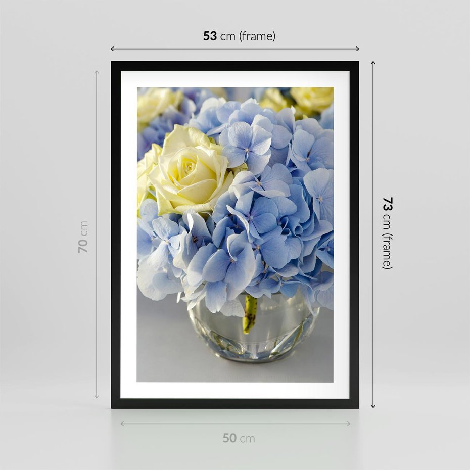 Plakat w ramie 50x70 - Różany Bukiet - bukiet, kwiaty - rama czarna