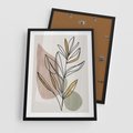 Plakat w ramie 50x70 - Impulsy Subtelnej Harmonii - abstrakcyjny obraz boho, liście - rama czarna