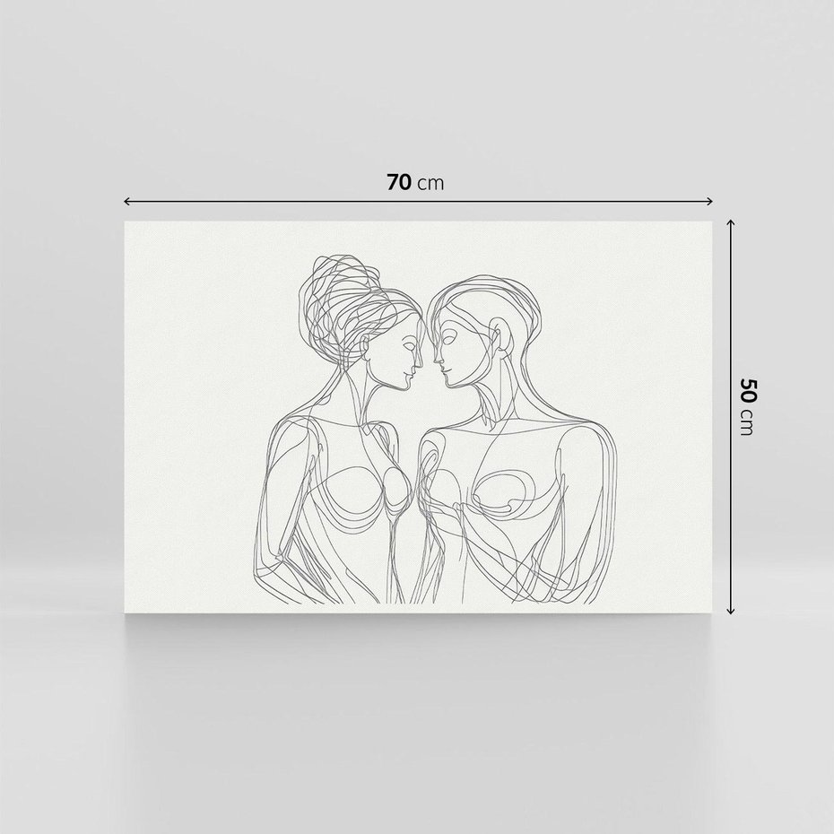 Obraz na płótnie 70x50 - Dialog z cieniami duszy - sztuka one line art, jedna kreska