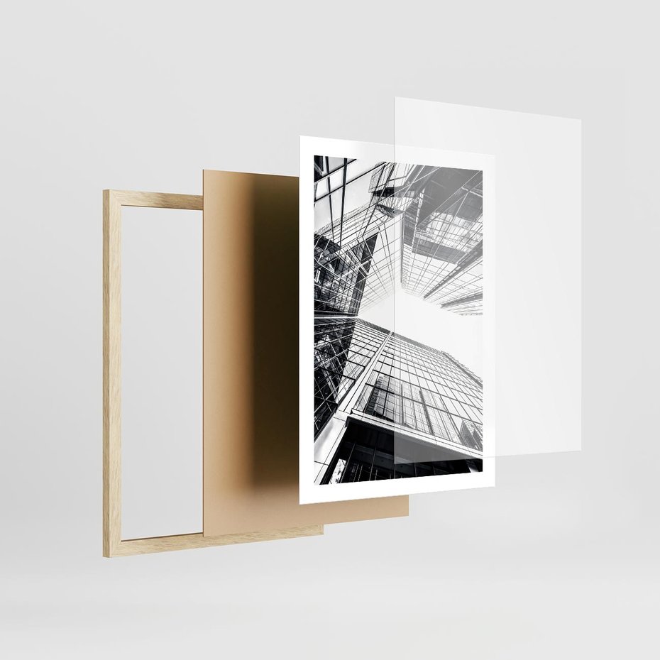 Plakat w ramie 50x70 - Wznoszący się Wysoko - architektura, wysoki wieżowiec - rama drewno