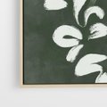 Obraz w ramie 50x50 - Rozkwitające Zielone Gałęzie - abstrakcyjne delikatne zielone linie, podobne do gałęzi kwiatów - rama drewno