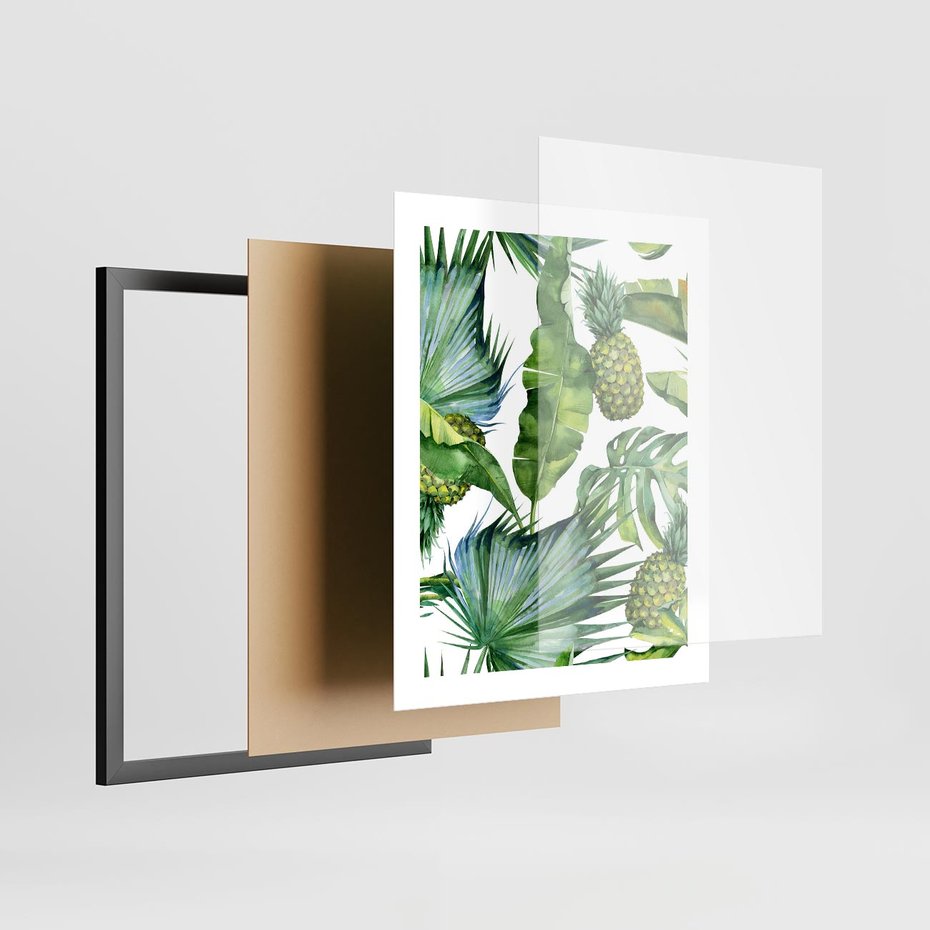 Plakat w ramie 40x50 - Oaza Natury - liście, tropikalne - rama czarna