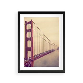 Plakat w ramie 50x70 - Most w mgle z perspektywą - most, perspektywa - rama czarna