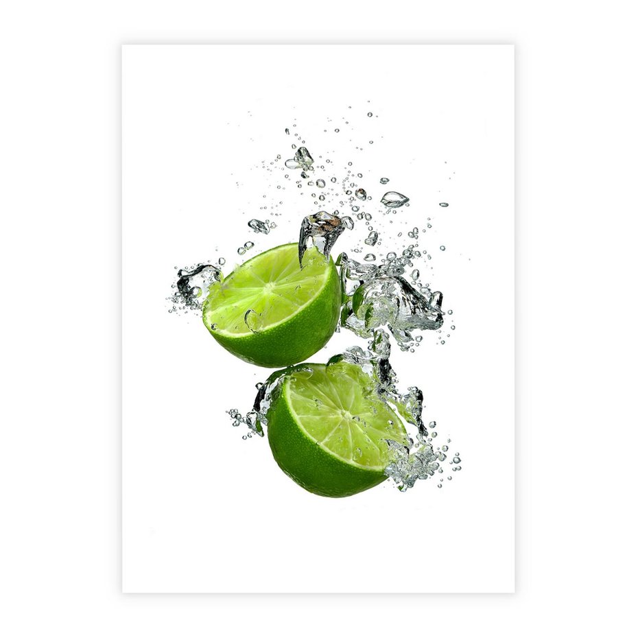 Plakat bez ramy 21x30 - Kwaskowata moc limonki i cytryny - limonka, cytryna