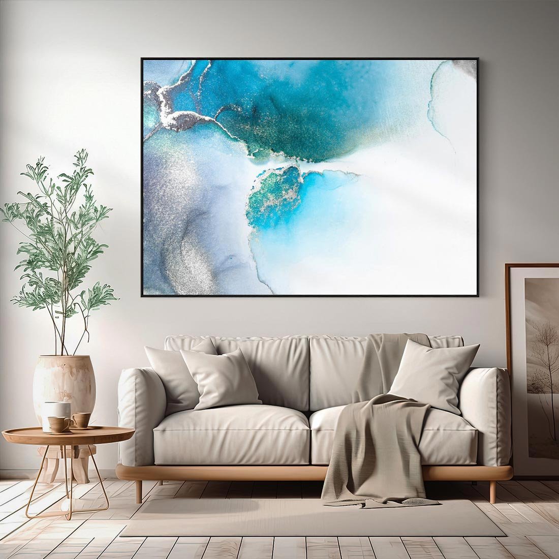 Obraz w ramie 100x70 - Marmur złotą akwarelą - marmur, akwarela - rama czarna