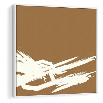 Obraz w ramie 50x50 - Taniec Energii - abstrakcyjne kreski, maźnięcia - rama biała