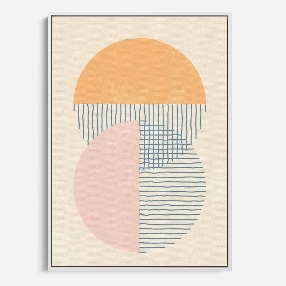 Obraz w ramie 50x70 - Migotliwe Wzory - geometryczne kształty, koła - rama biała