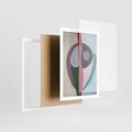 Plakat w ramie 50x70 - Wibracje Kolorów Marzeń - abstrakcyjne dziwne kształty, olejny obraz - rama biała