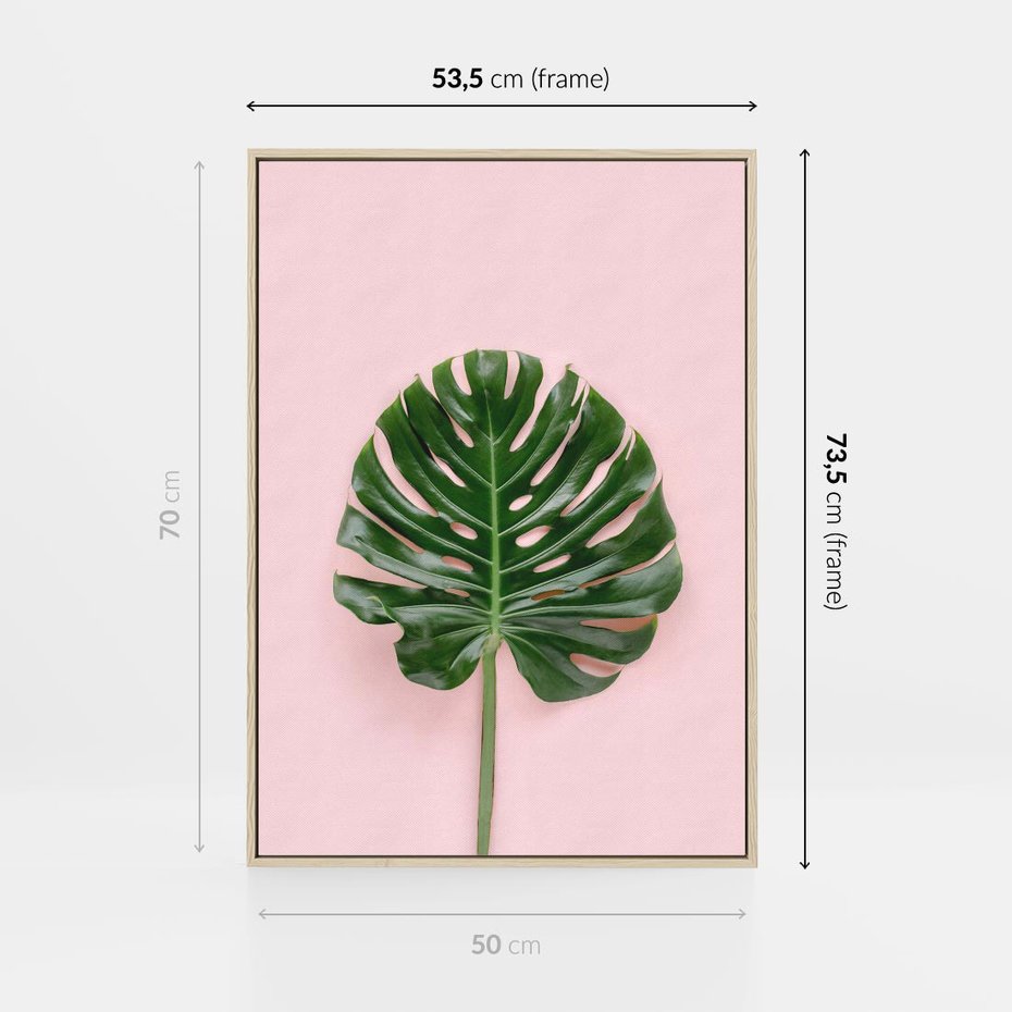 Obraz w ramie 50x70 - Egzotyczna Roślinność - liście, monstera - rama drewno