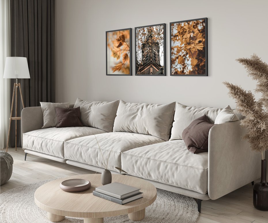 Zestaw obrazy w ramie 40x50 galeria - Jesień, w, mieście - rama czarna