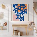 Obraz w ramie 50x50 - Migotliwe Nastroje - abstrakcyjna niebieska forma, dziwne kształty - rama drewno