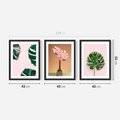 Zestaw obrazy w ramie 40x50 galeria - Monstera, liście, pastelowe, tło, tropikalne - rama czarna