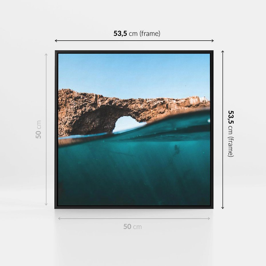 Obraz w ramie 50x50 - Tajemnicza Podwodna Kraina - fotografia, podwodna jaskinia - rama czarna