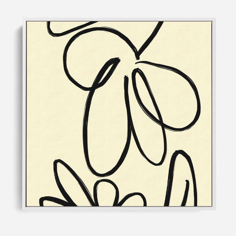 Obraz w ramie 80x80 - Złamane Granice - abstrakcyjna sztuka, przypominająca kwiat - rama biała