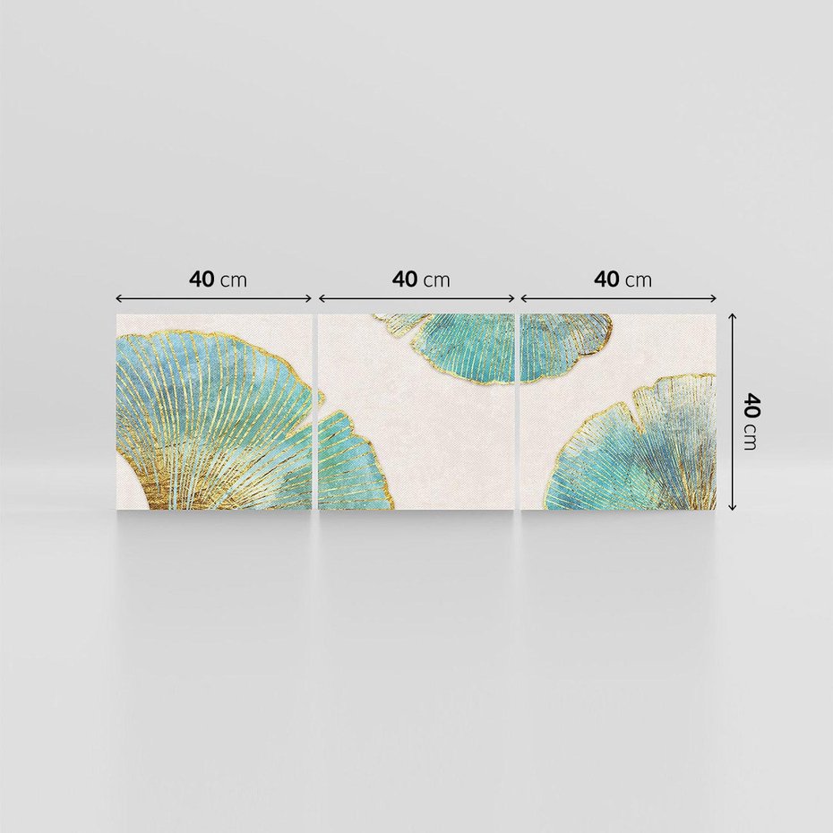 Obraz na płótnie 120x40 - Złota Melodia Liści - złote, turkusowe liście miłorzębu