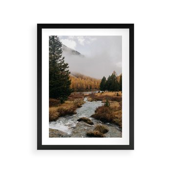 Plakat w ramie 40x50 - W Górskiej Dolinie - artystyczna fotografia, las - rama czarna