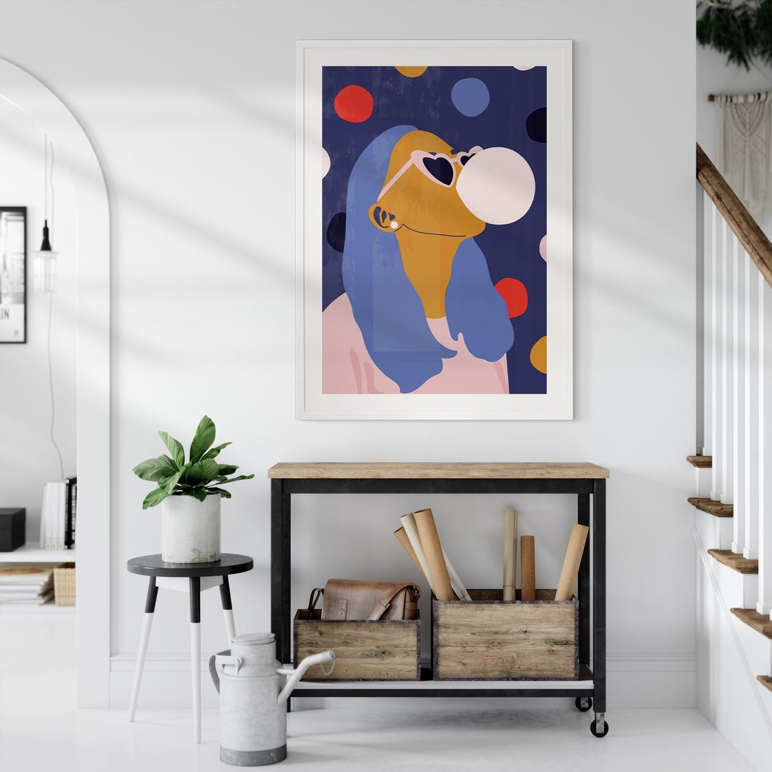 Plakat bez ramy 50x70 - Odbicie Kobiety - nowoczesny plakat, styl retro