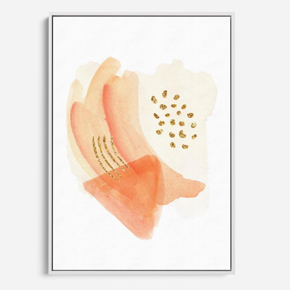 Obraz w ramie 80x120 - Rozkwitające Odbicia Form - abstrakcyjne akwarelowe plamy, minimalizm - rama biała