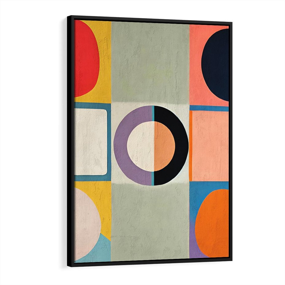 Obraz w ramie 70x100 - Taniec Kształtów Emocji - abstrakcyjne geometryczne kształty, olejny obraz - rama czarna