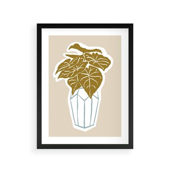 Plakat w ramie 50x70 - Bezgraniczne Marzenia - nowoczesna kompozycja, liście monstery w wazonie - rama czarna