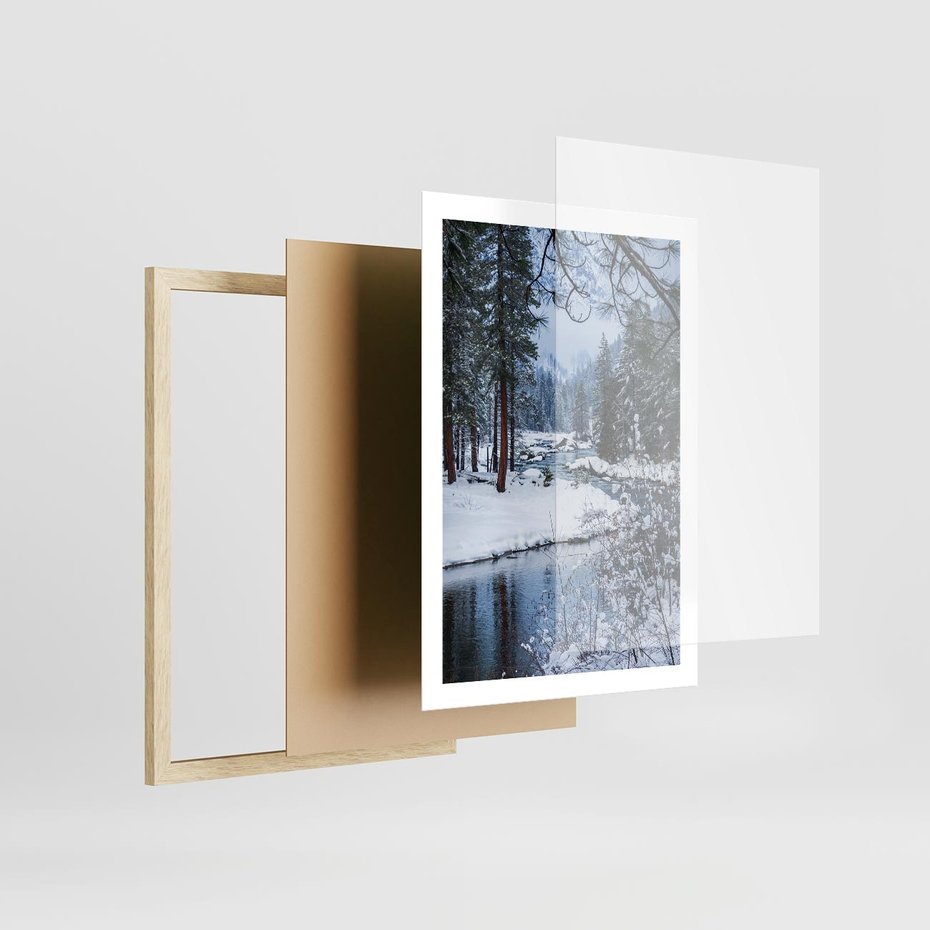 Plakat w ramie 50x70 - Śnieżne cuda - zima, las - rama drewno