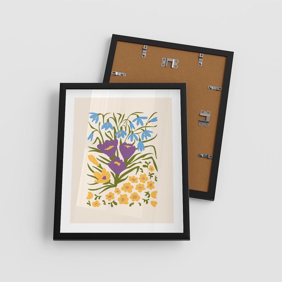 Plakat w ramie 40x50 - Kwiatowe Przenikanie - kwiaty, sztuka nowoczesna - rama czarna