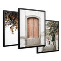 Zestaw obrazy w ramie 30x40 galeria - Stare, drzwi, Włochy, uliczka - rama czarna