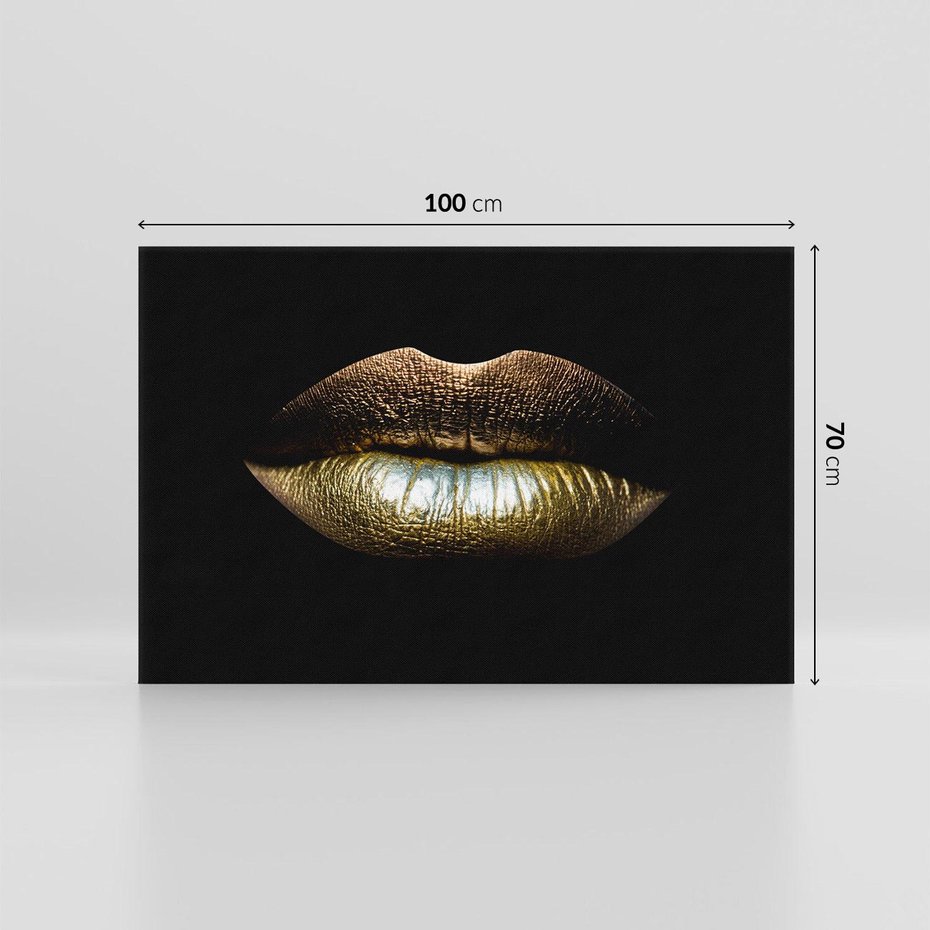 Obraz na płótnie 100x70 - Złote usta pełne tajemnic - usta, złoto
