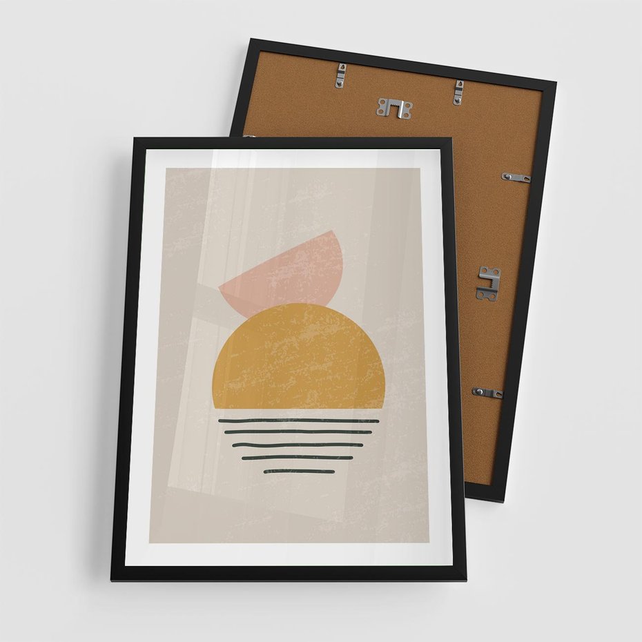 Plakat w ramie 50x70 - Krótka Forma - abstrakcyjna sztuka, boho kształty - rama czarna