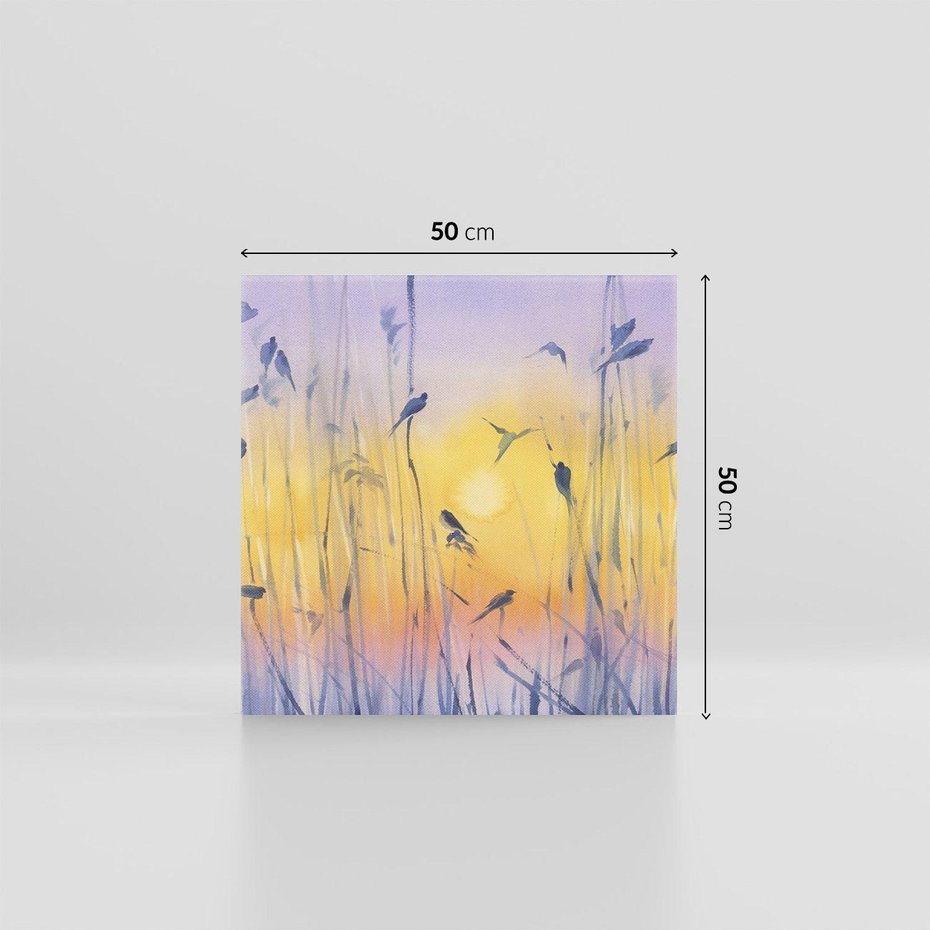 Obraz na płótnie 50x50 - Mistyka Poranka nad Szuwaram - wschód słońca w szuwarach, trawy