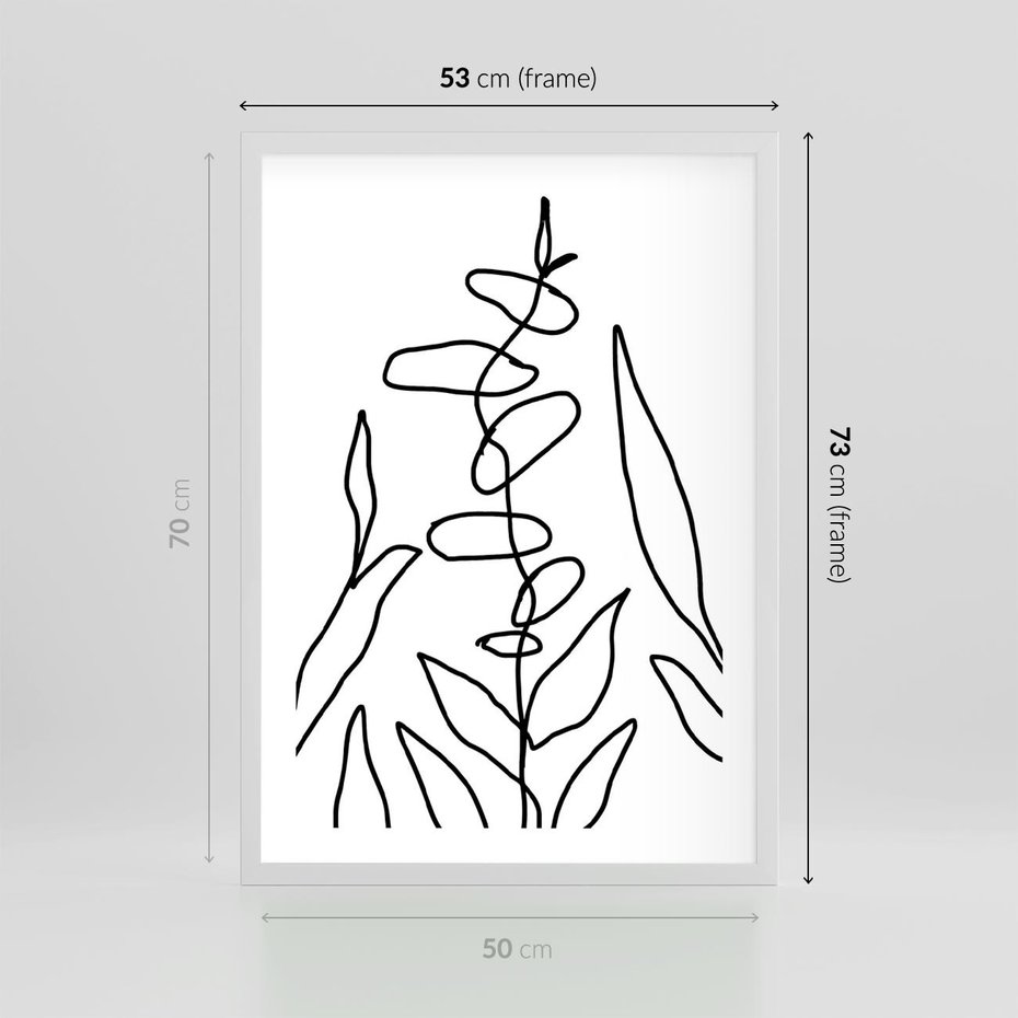 Plakat w ramie 50x70 - Liście Mocy - mroczna sztuka, minimalizm - rama biała