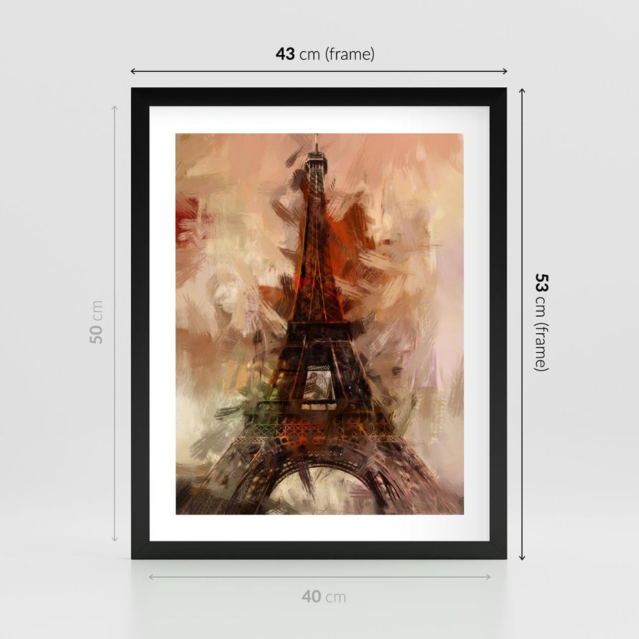 Plakat w ramie 40x50 - Abstrakcyjna Eiffla - miasto w nowej formie - Eiffla, abstrakcja - rama czarna