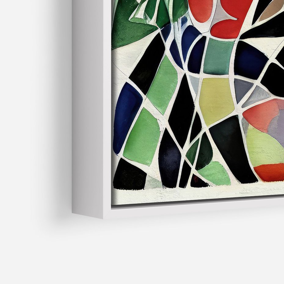 Obraz w ramie 70x100 - Taniec Plam i Kształtów - abstrakcyjny akwarelowy obraz, plamy - rama biała