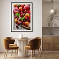 Plakat w ramie 50x70 - Owoce w restauracji artystycznie - owoce, restauracja - rama czarna