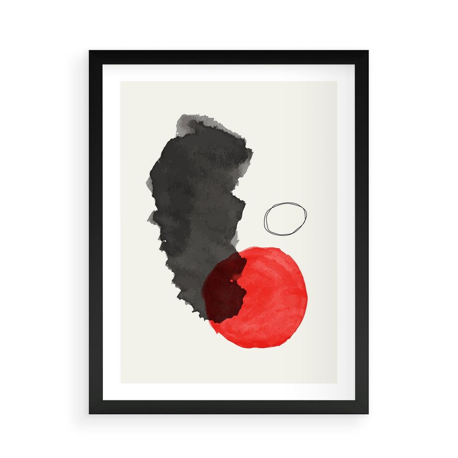 Plakat w ramie 50x70 - Wibracje Linii - abstrakcyjne nieregularne plamy, czarny - rama czarna