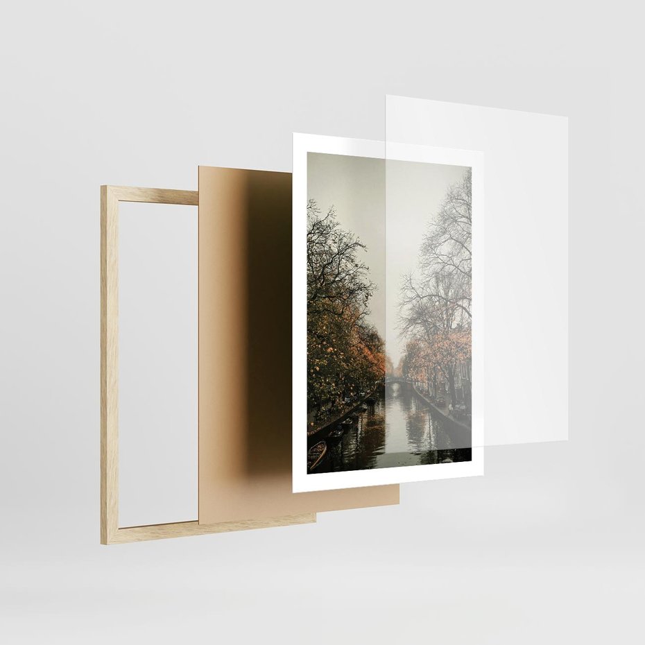 Plakat w ramie 50x70 - Jesienne Spacerki po Holenderskich Kanałach - kanały, Holandia - rama drewno