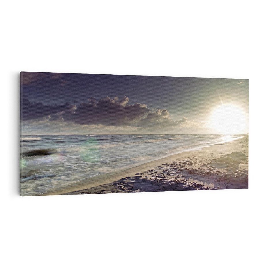 Obraz na płótnie 120x60 - Plaża Morza i Zachód Słońca - plaża, morze