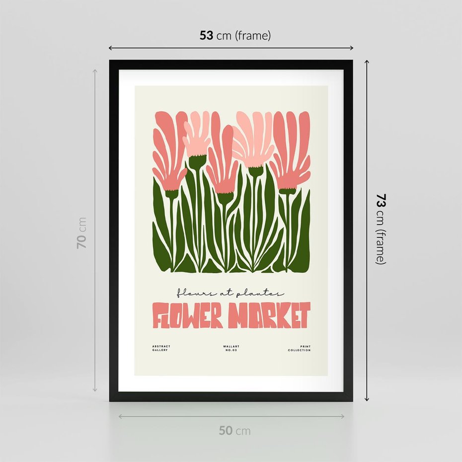 Plakat w ramie 50x70 - Symfonia Kolorowych Kształtów - nowoczesna grafika, kwiatowa kompozycja - rama czarna